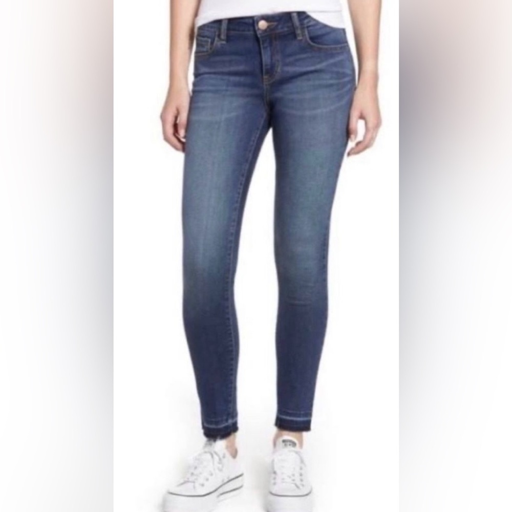 Kut from the Kloth Emma Ankle Straight Leg Jeans Raw Hem Size 10 Mid Rise